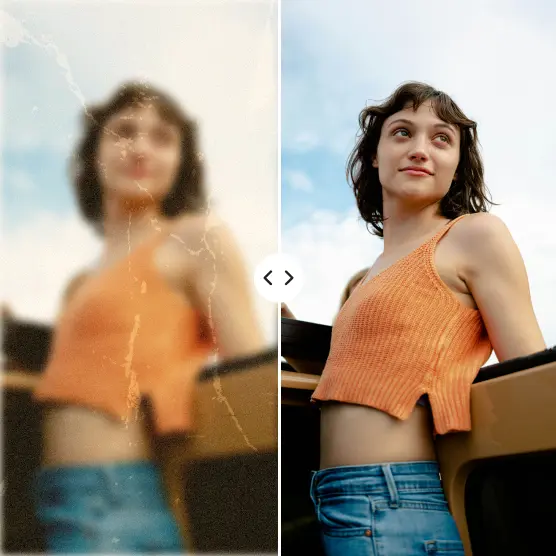 Edited with Lift Soft and faded photo of a woman cleaned up into a crisp modern portrait