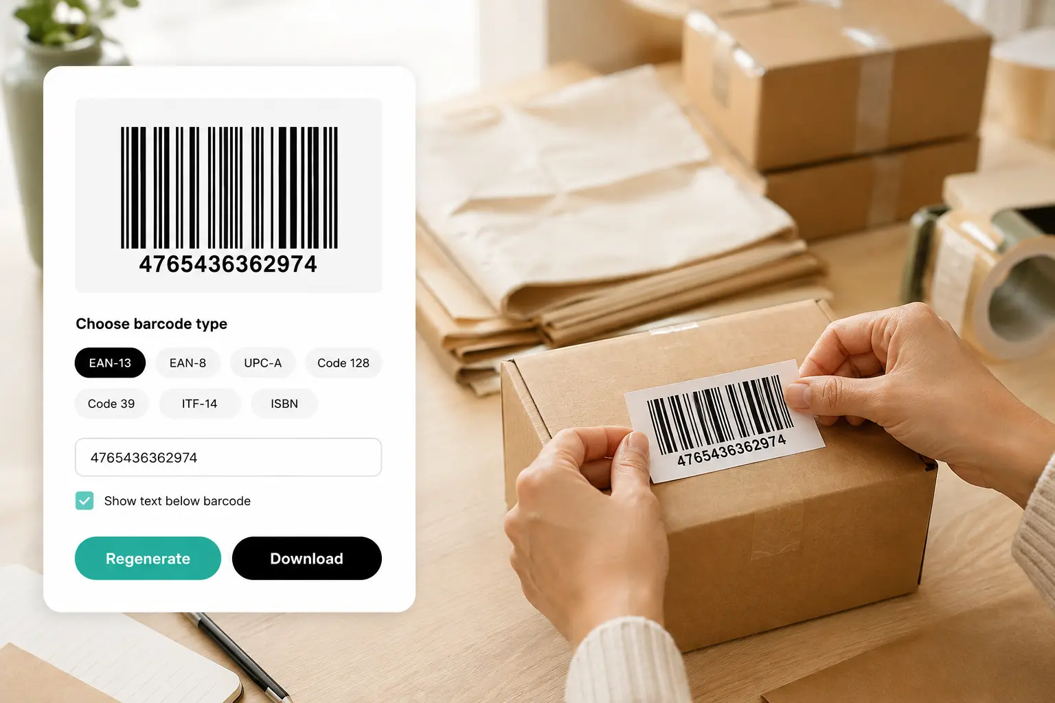 Barcode Generator Barcode generated by Lift for products, books, and shipping labels