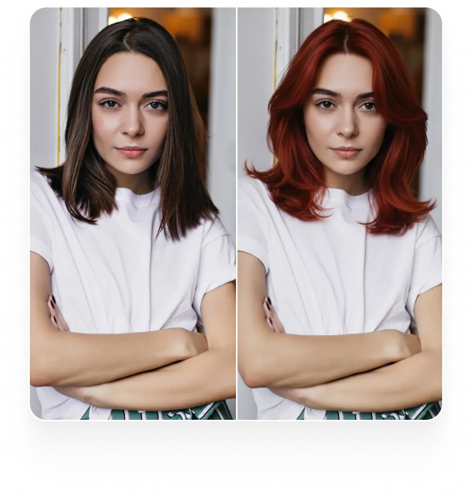 AI Hairstyle Changer example Women portrait with different hair styles