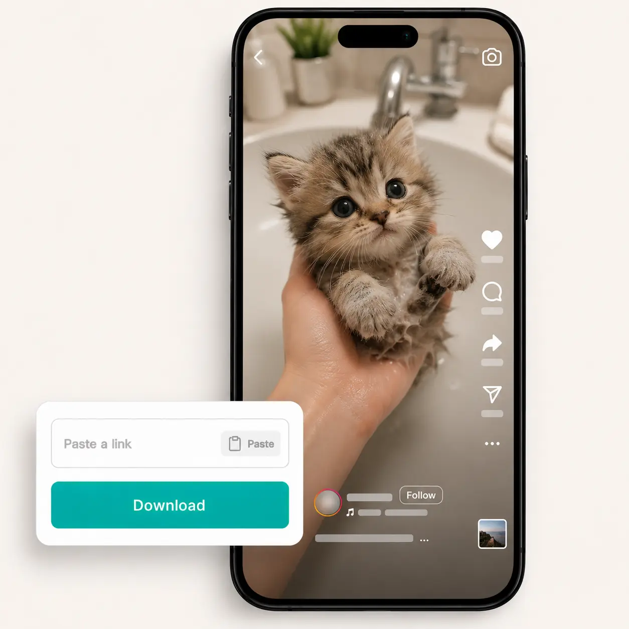 Lift Instagram Reels downloader saves travel destination clips from an explore grid to a phone gallery Phone displays an Instagram Reels grid of travel destinations including beaches, mountains, and waterfalls beside the Lift module