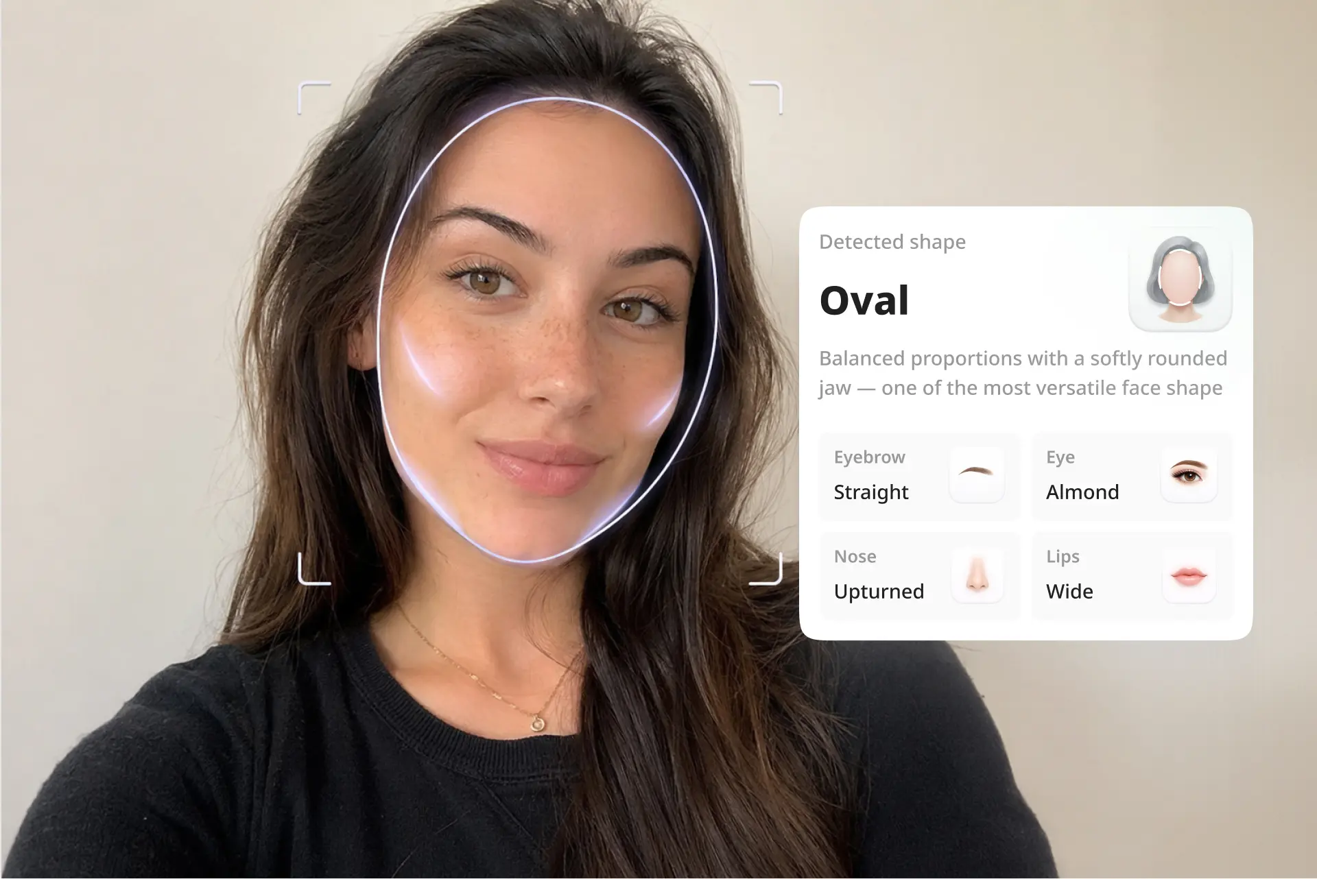 Identify face, lip, nose, eye, and eyebrow shapes from a portrait with AI