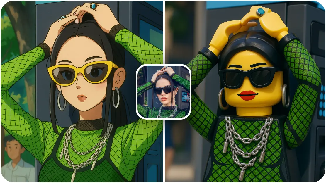 Image converted to anime and LEGO styles