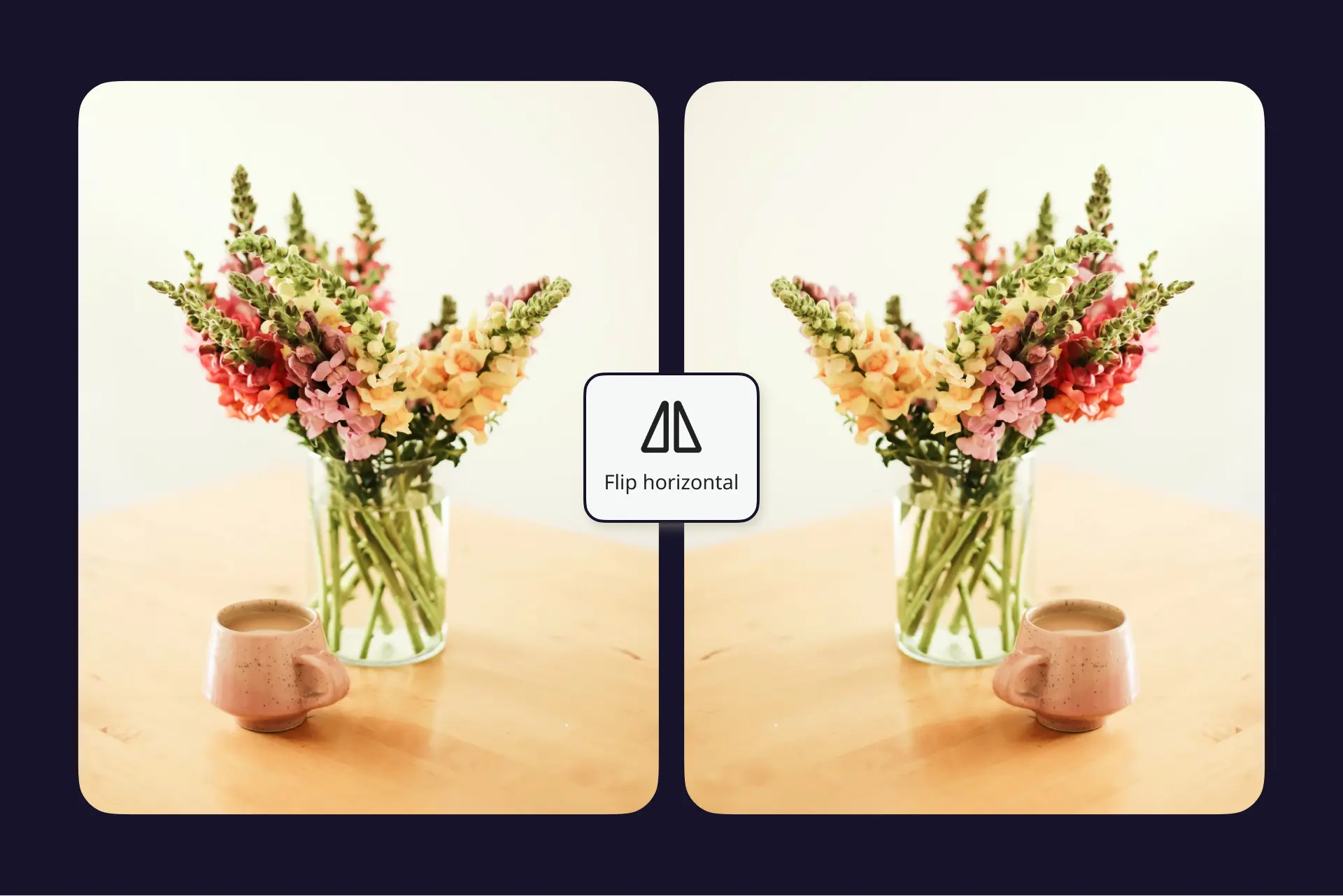 Flip image online horizontally or vertically, create mirror image in seconds