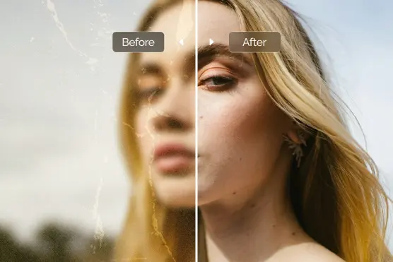 AI Image Enlarger Vintage portrait of a woman restored to clear, modern quality