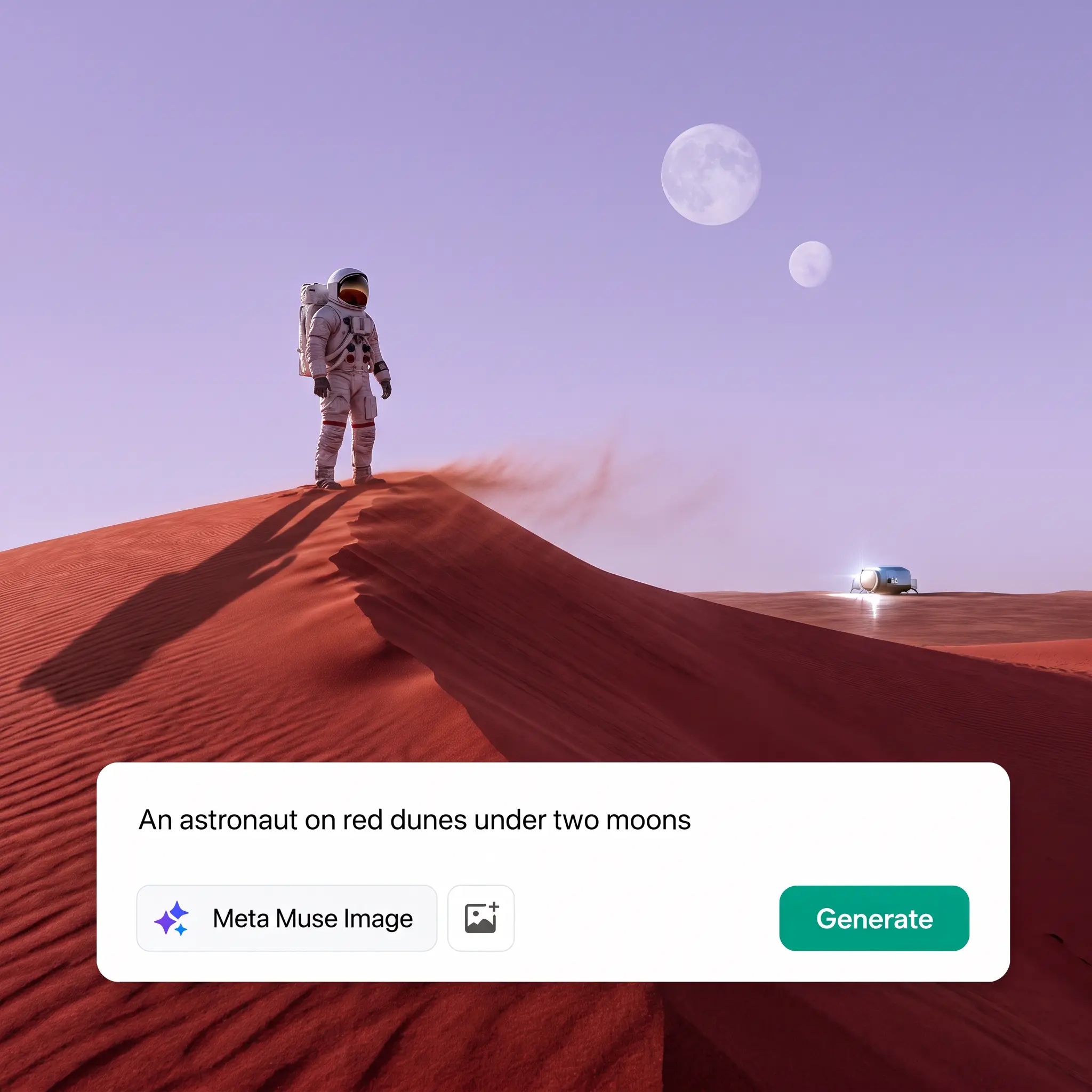 Interfaz del generador de imágenes con IA Meta Muse Image en la app Lift