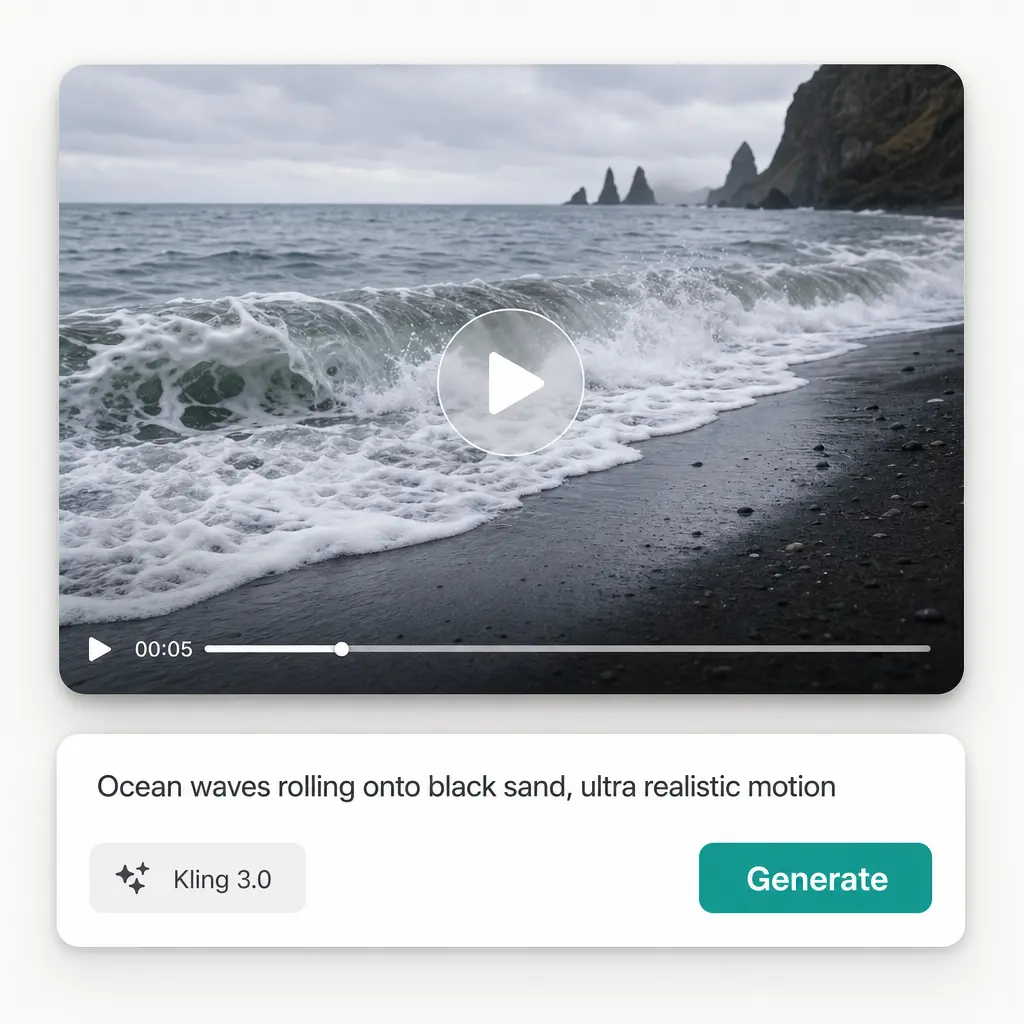 Kling AI video generator interface in the Lift app