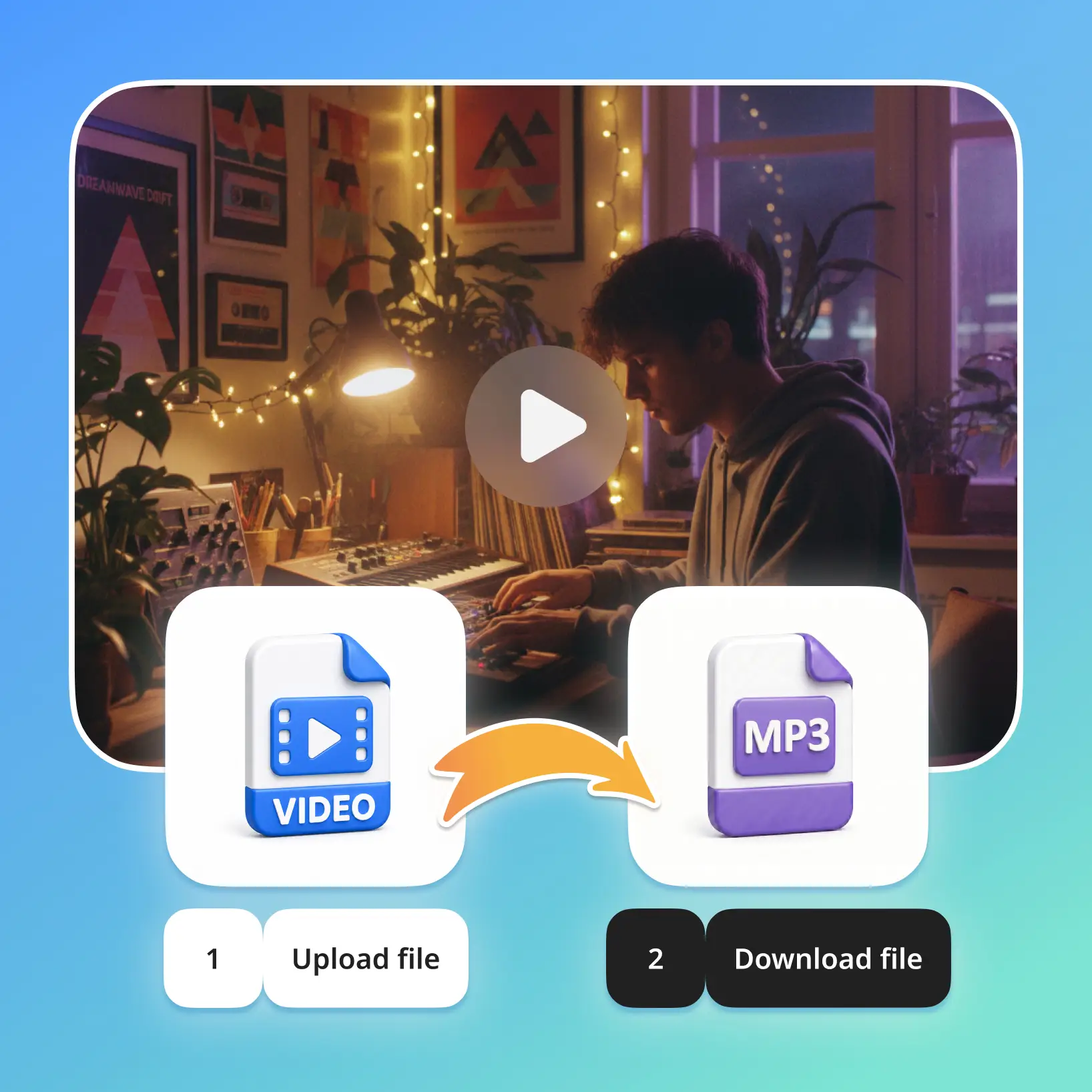 Outil de conversion vidéo en MP3 en ligne montrant l'extraction audio
