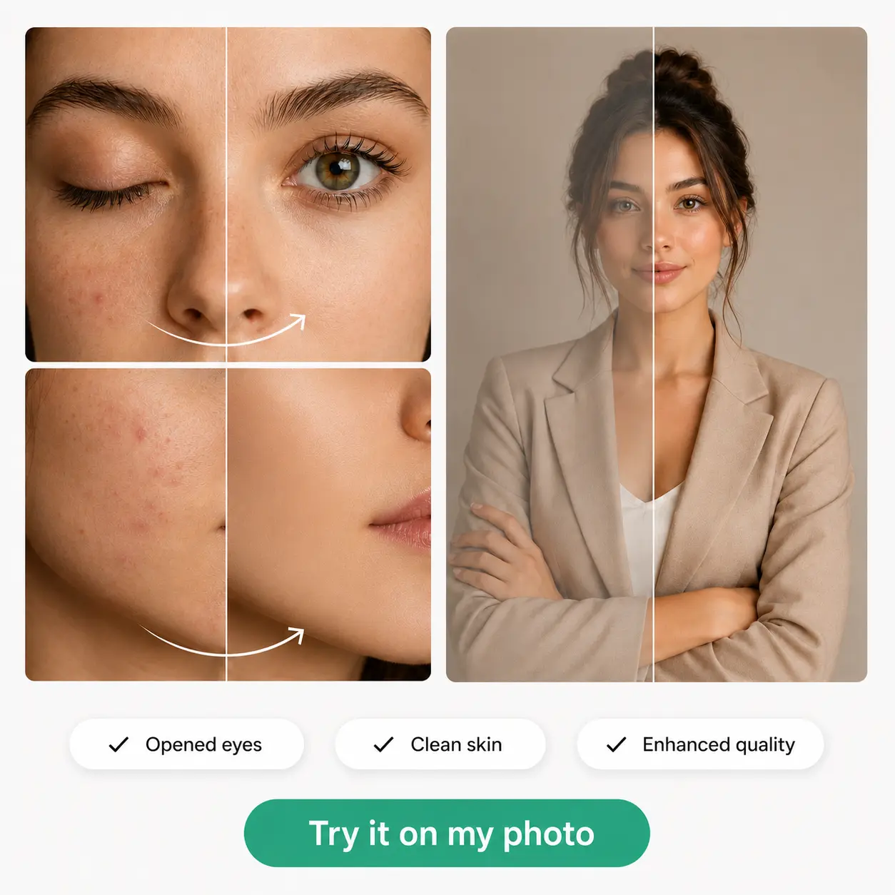 AI Retake preview Retouching a portrait with AI Retake