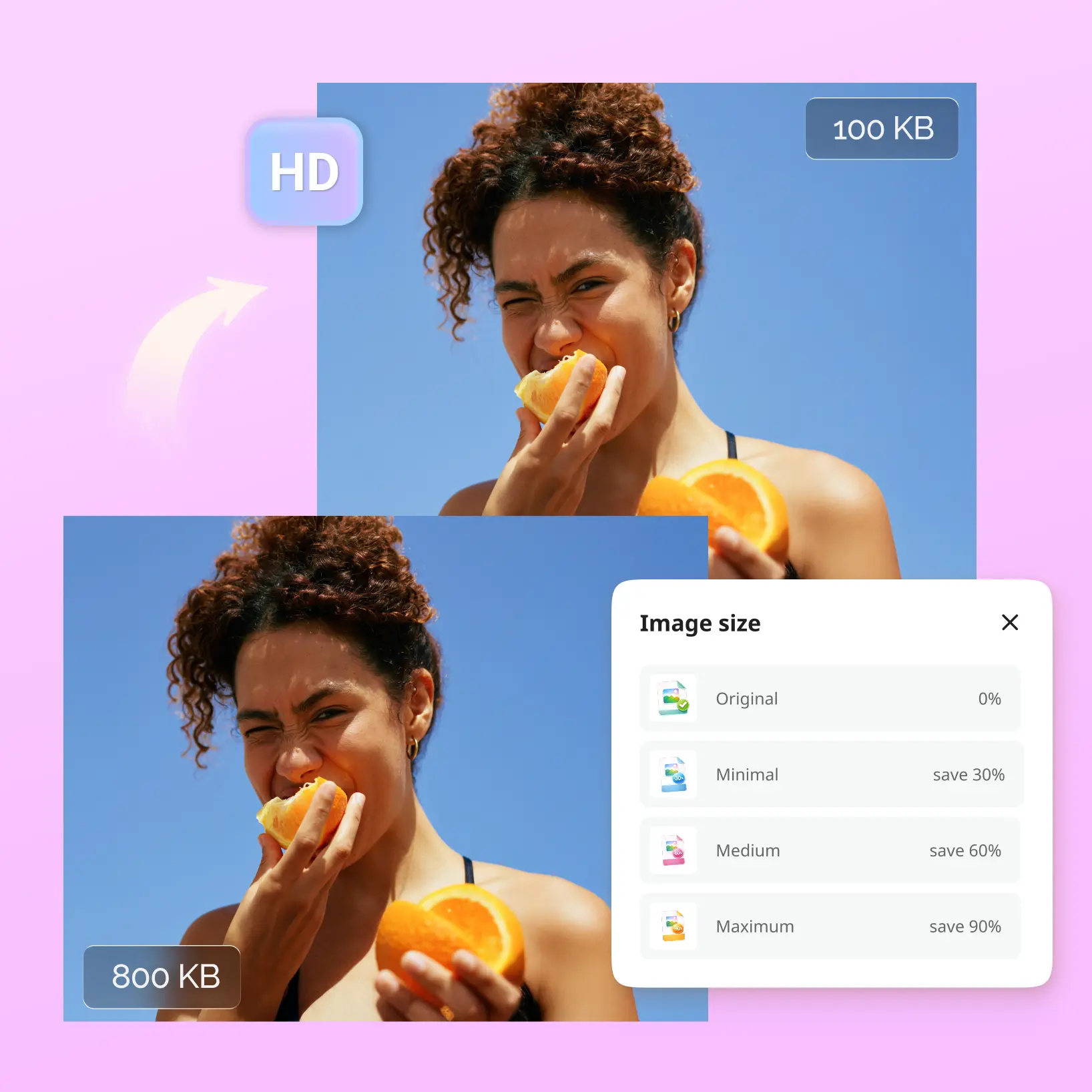 Condense photos online with Lift