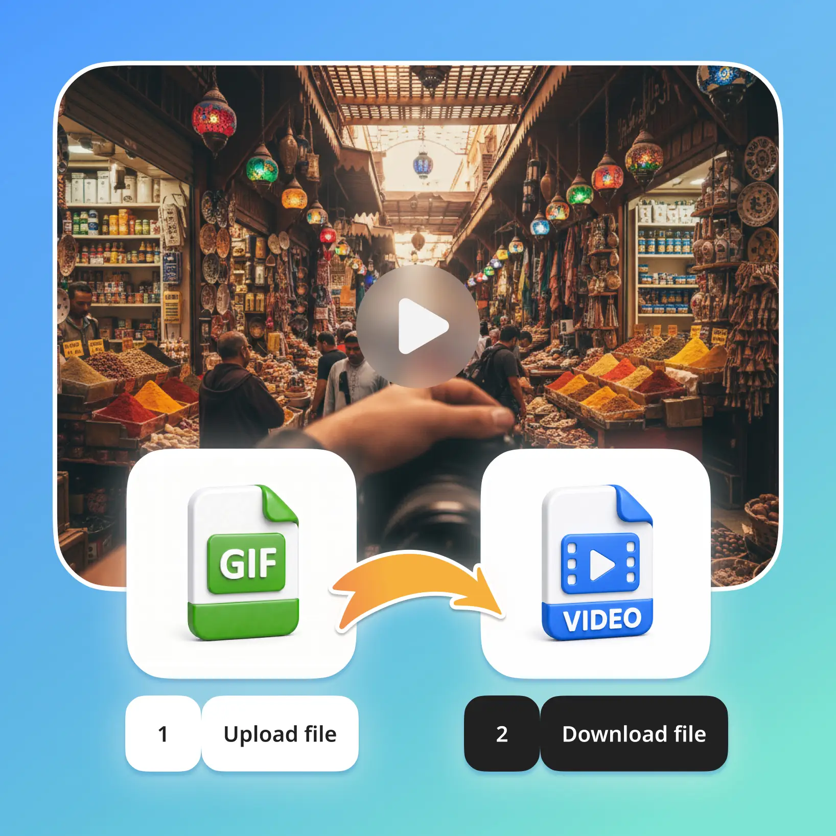 Outil en ligne de conversion GIF en vidéo montrant le processus
