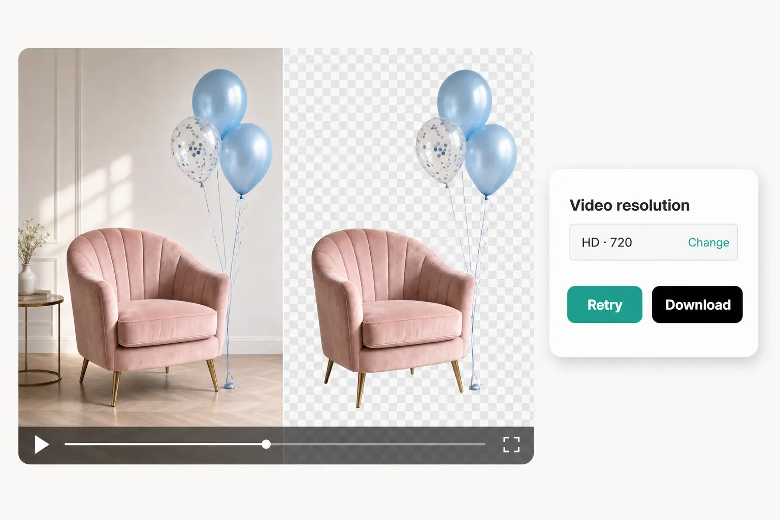 Video with a transparent background created by Lift's AI