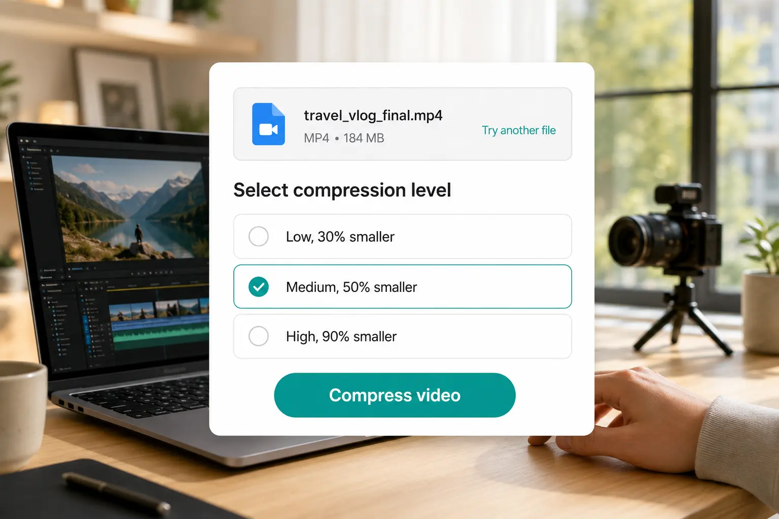 Lift video compressor — compress an MP4 or other video file to a lighter size