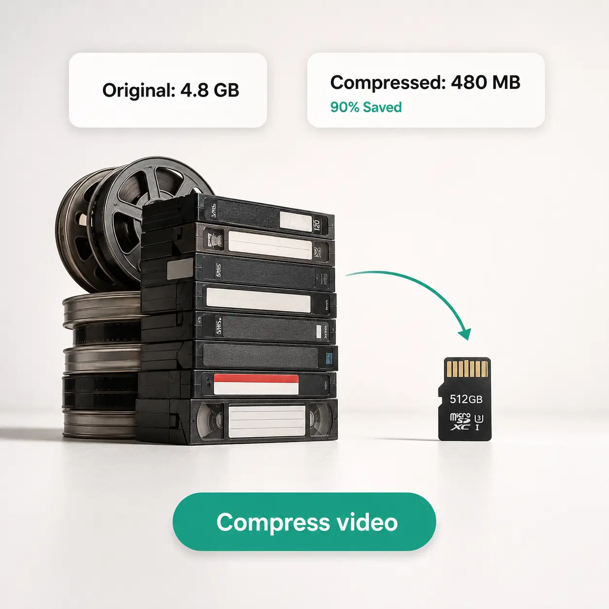 Lift's video compressor tool turns a batch of videos into one compact file, saving 90 percent of space