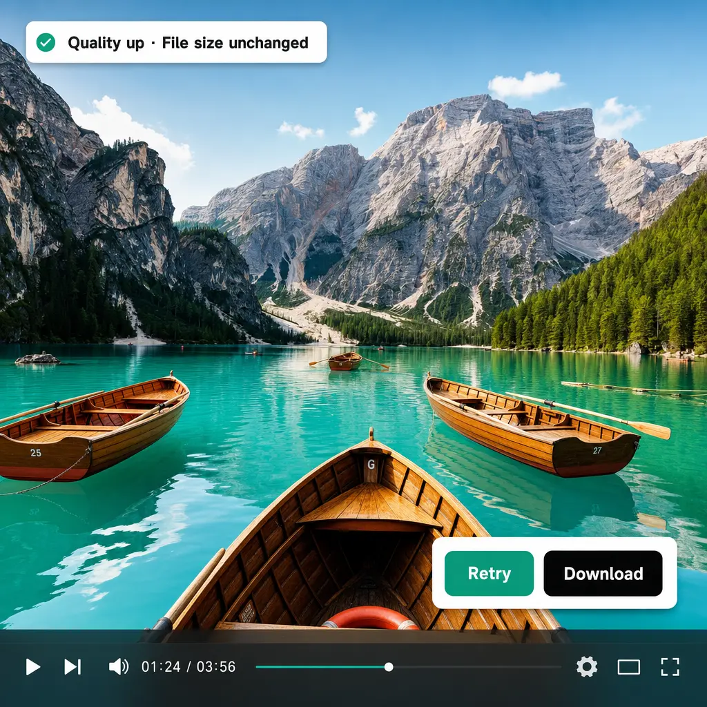 Por qué elegir Lift para mejorar la calidad de vídeo Resultado de vídeo HD mejorado en Lift con más detalle y sin aumento del tamaño de archivo