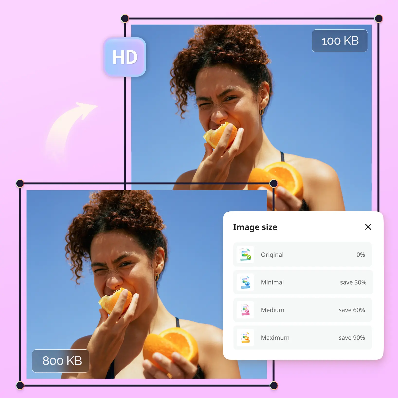 How to resize photo by kb